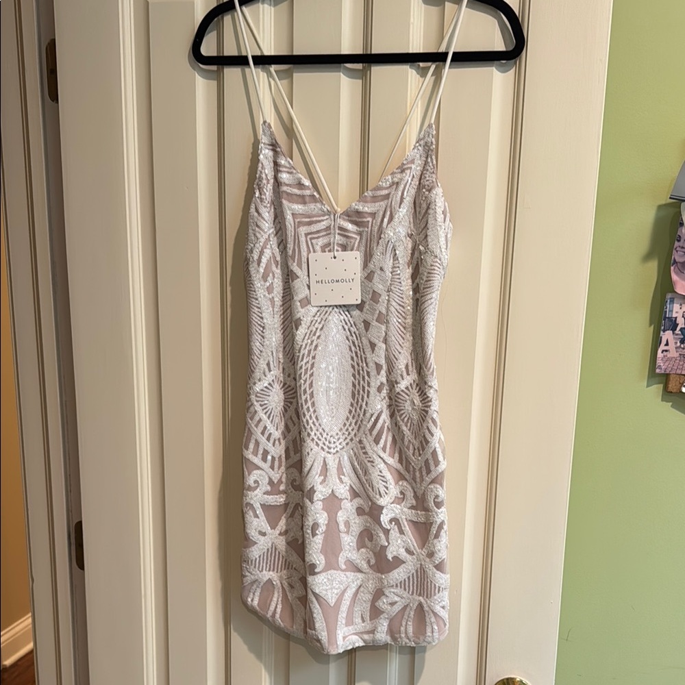 Hello Molly White and Nude Sequin Dress